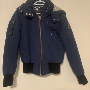 Moose Knuckles Women’s Blue Jacket ‘Canada’s Right to Arm Bears’ Size M